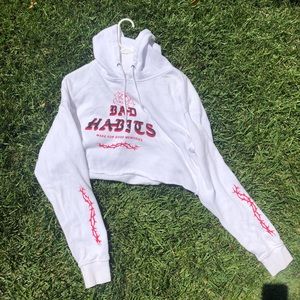 White Crop Top Hoodie